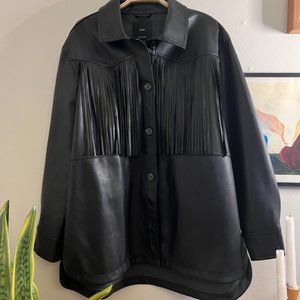 Mango | Oversize Faux-Leather Fringe Jacket